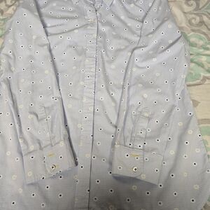Talbots Light Blue Floral Button Down Shirt